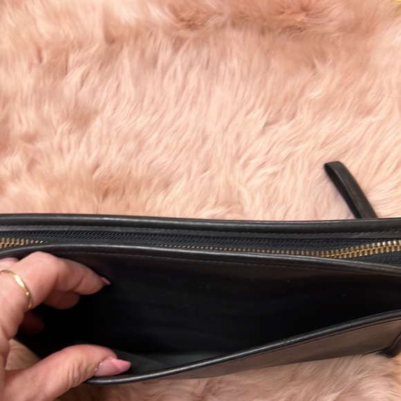 Vintage 1970’s COACH Clutch Black Leather w/ pocket - Picture 5 of 10